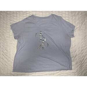 Calvin Klein V-Neck Logo Tee Lavender Blue Women’s 3X